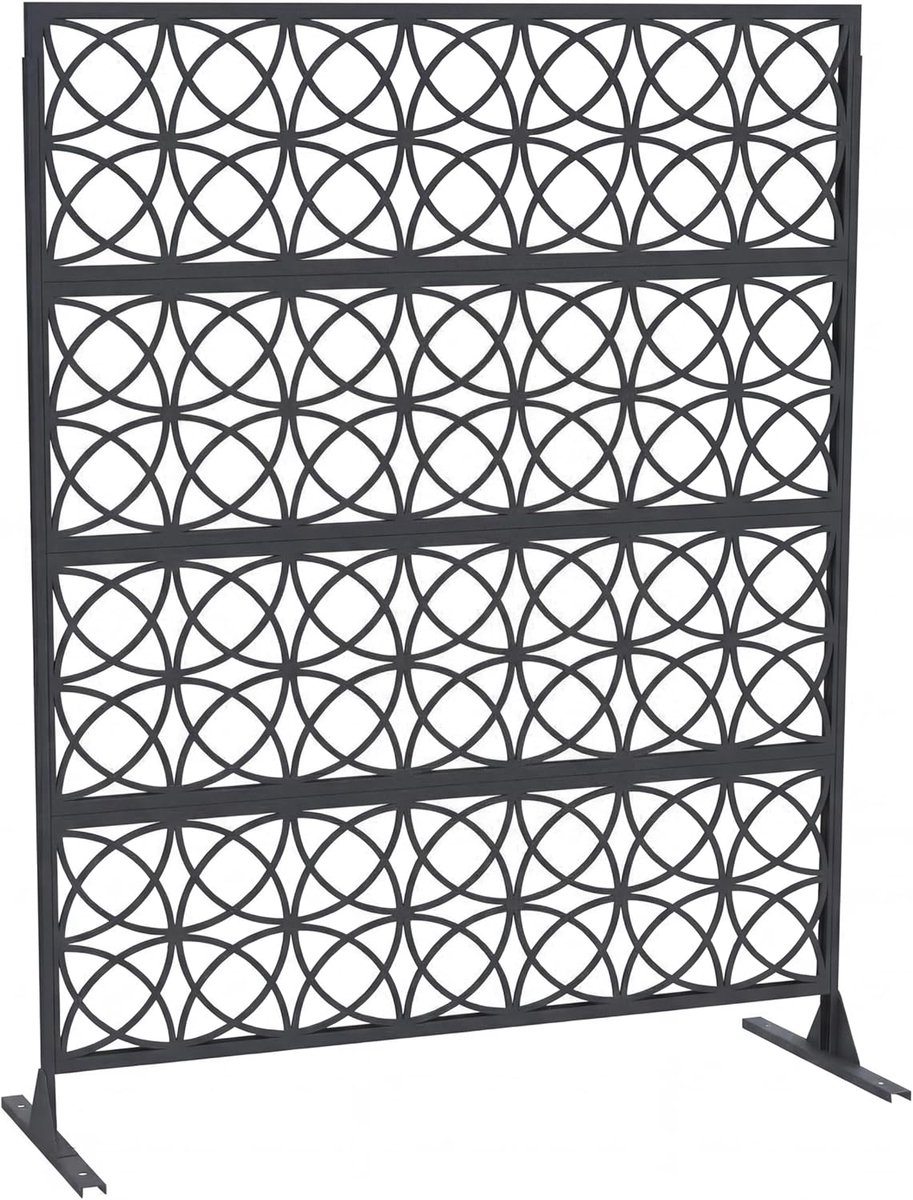 Scheidingsscherm - Metalen privacyscheidingsscherm - Decoratief scheidingsscherm - Geschikt voor terrassen, tuinen, balkons en binnenshuis - 180 × 117 cm - Zwart