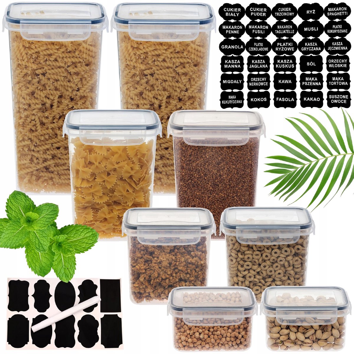 Bajkowy Kuferek - Voedselcontainer Set - 8 Stuks - Diverse Grootte - Inclusief Eenvoudige Etykette