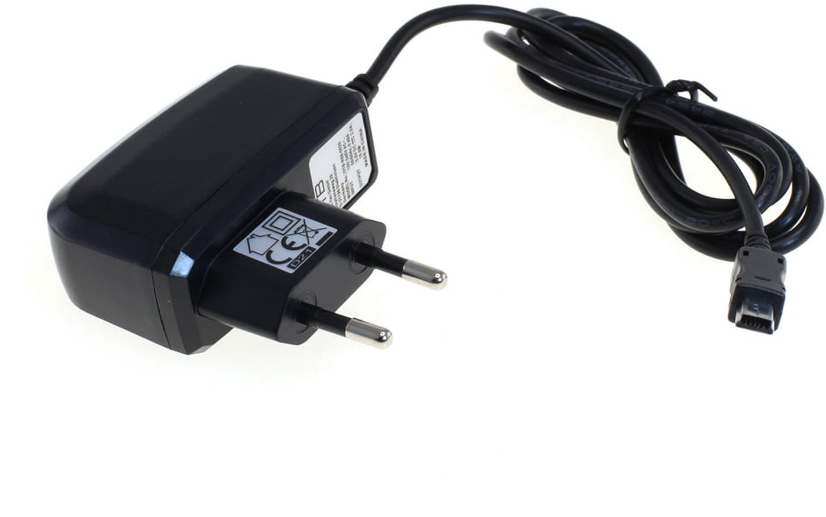 USB Mini B thuislader met vaste kabel - 2A / zwart - 1,1 meter