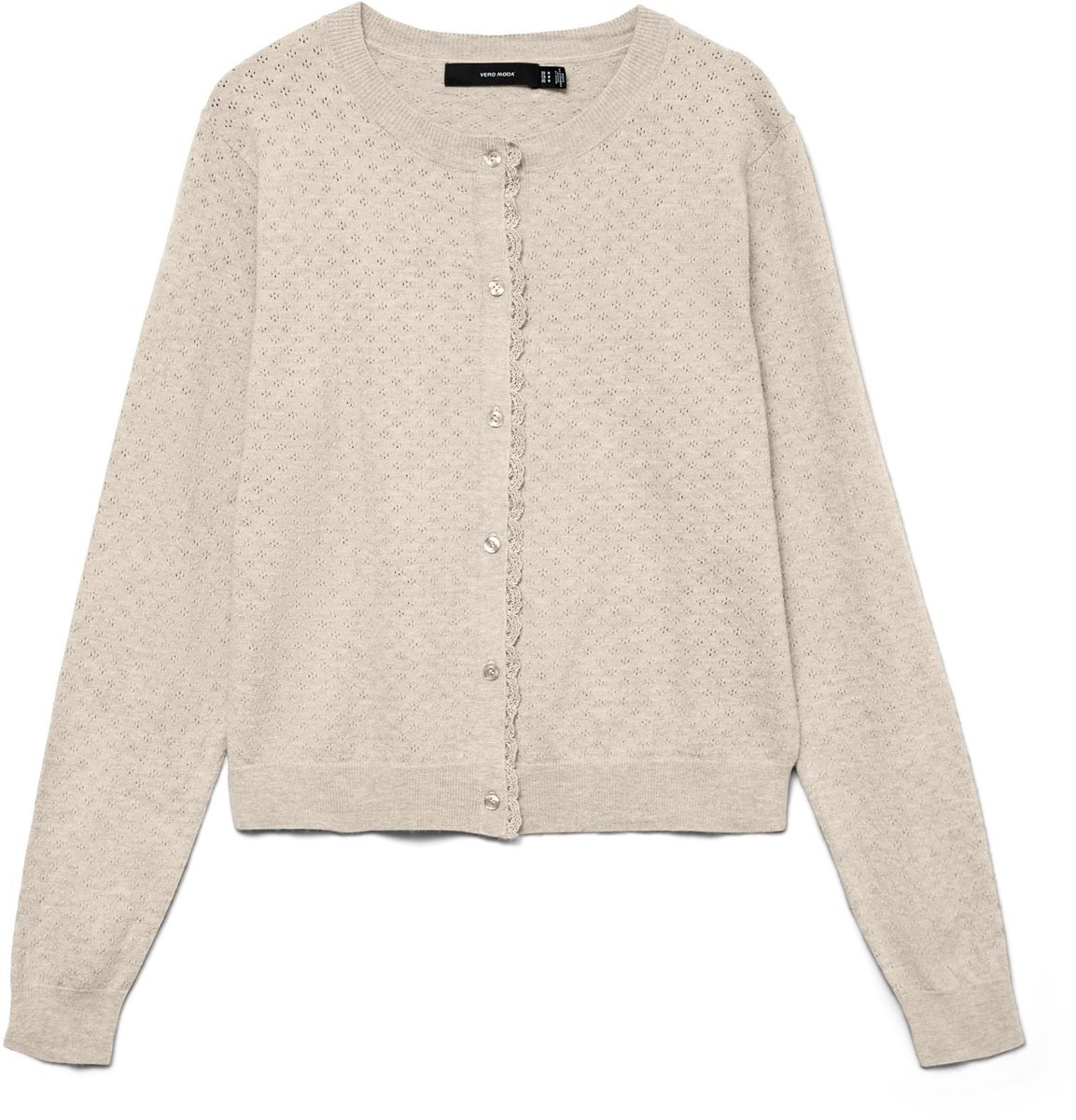 Vero Moda Vest Vmmarina Pointelle Ls O-n Cardigan 10340111 Birch/melange Dames Maat - M