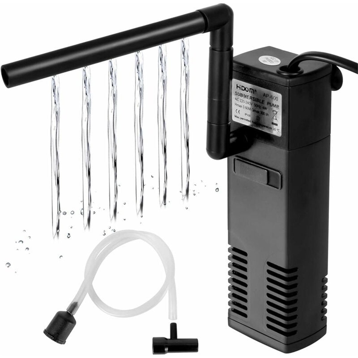 carmdering - Aquariumfilter - Filterpomp - 300 L/H - Dompelbaar - Filter - Intern Aquariumfilter - Filter Met Pomp- 60L – Aquarium filter pomp – Zuurstofpomp