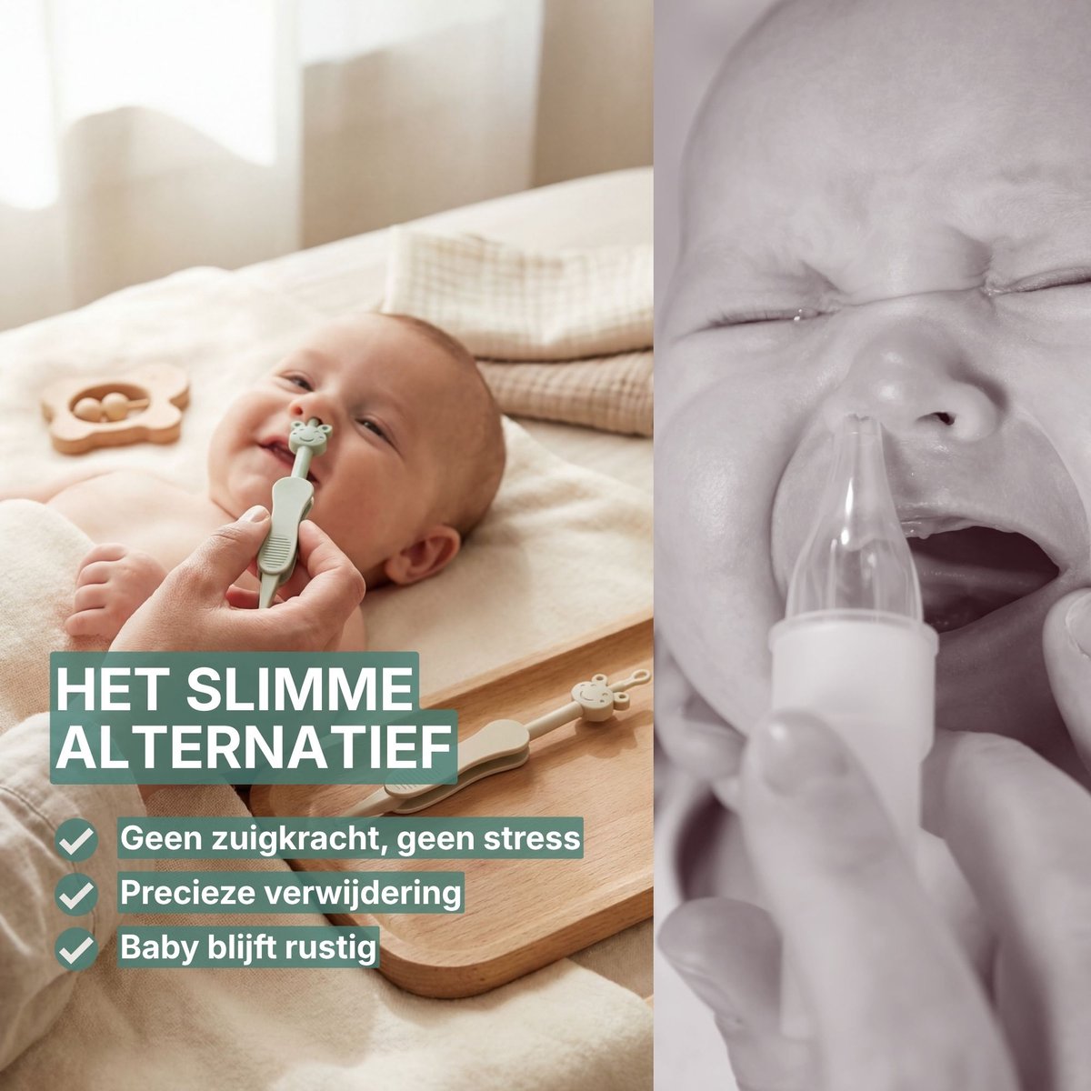 Broemba Baby Neusreiniger en Oorreiniger - Alternatief voor Neuspeer of Neuszuiger - Groen en Beige — cadeau in Cadeau-ideeën - foto 4
