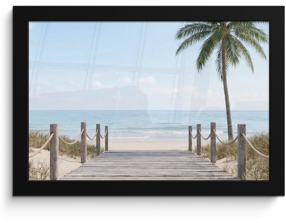 FrameYourWall Poster in lijst - Fotolijst 30x20 cm - Posters - Palmbomen - Pad - Horizon - Posterlijst zwart - Decoratie - Wanddecoratie woonkamer - Muurdecoratie slaapkamer