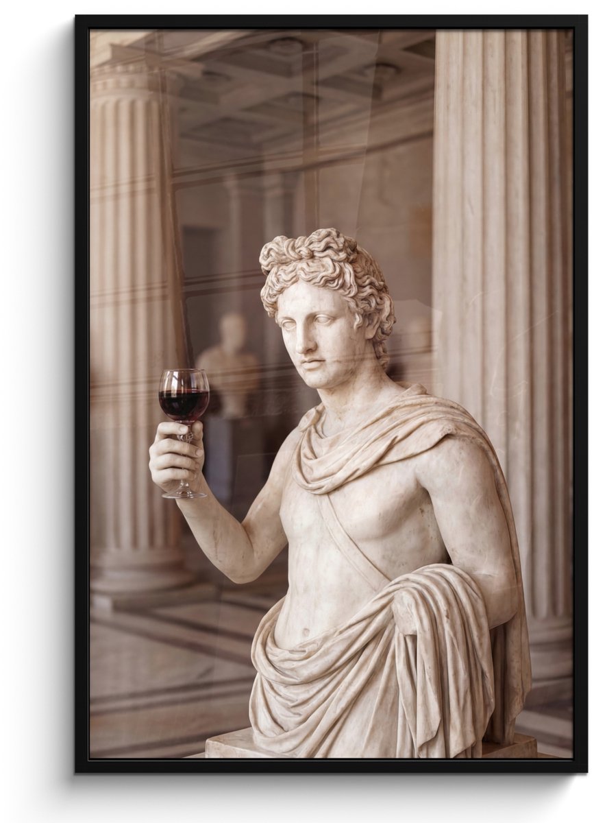 FrameYourWall Poster in lijst - Fotolijst 80x120 cm - Posters - Klassiek - Marmer - Wijn - Posterlijst zwart - Decoratie - Wanddecoratie woonkamer - Muurdecoratie slaapkamer