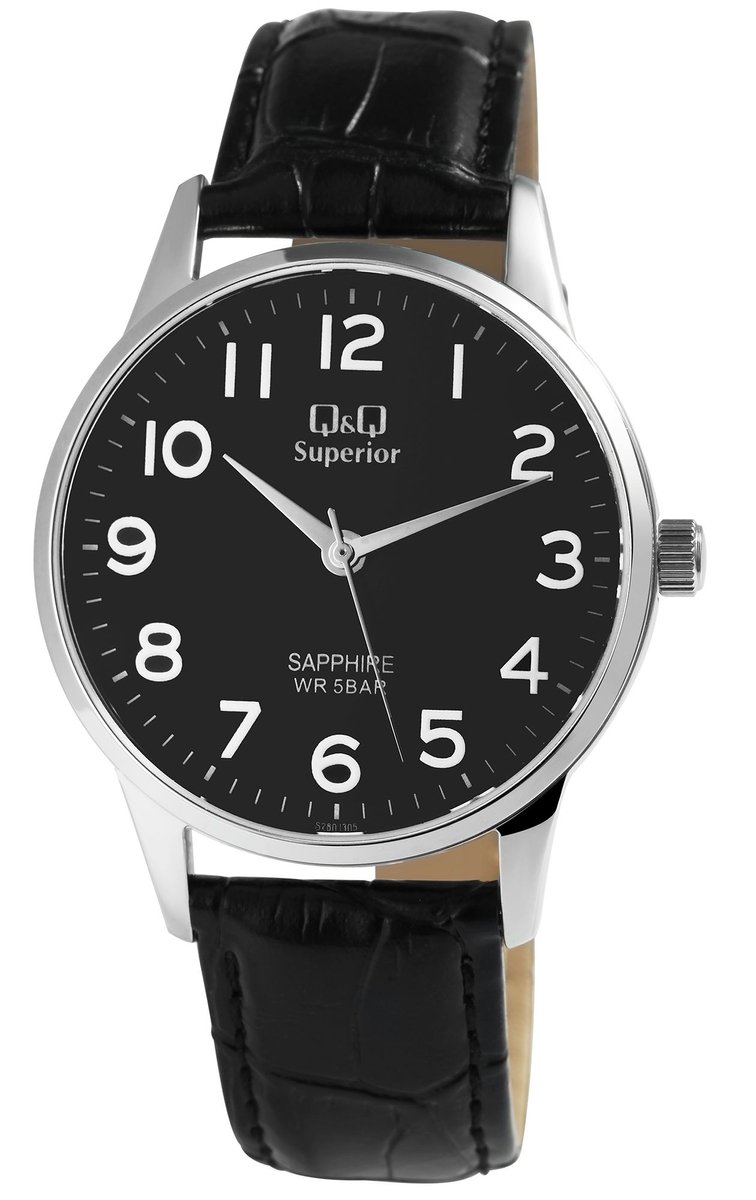 QQ Herenhorloge van echt leer S280J305Y QQ Superieur herenhorloge met echte leren band,