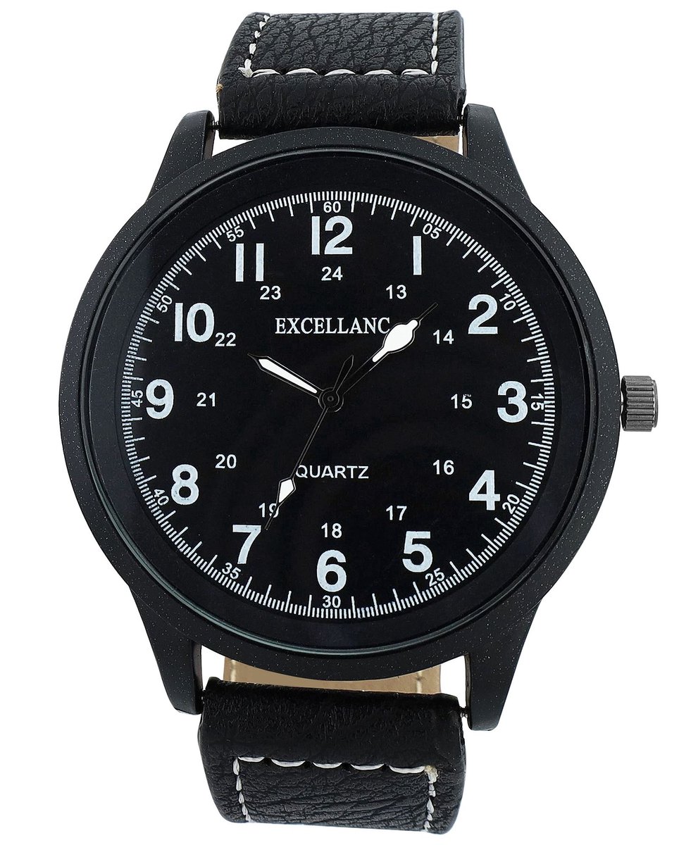 EXCELLANC Herenhorloge van imitatieleer 2900243 Excellanc leren imitatie armband herenhorloge