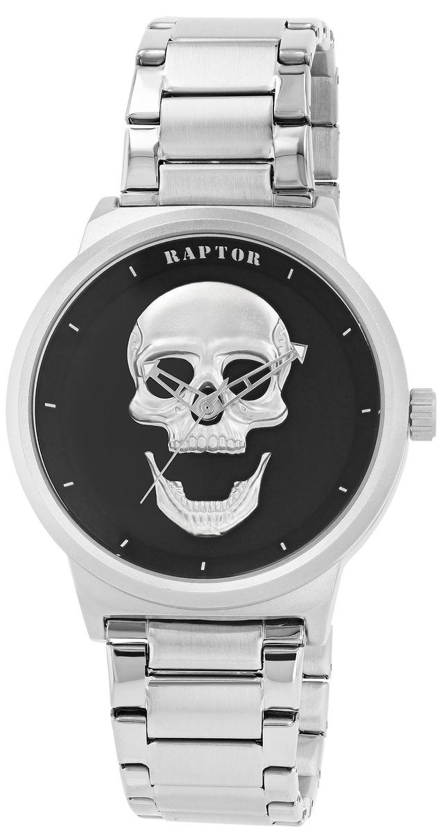 Raptor Herenhorloge van roestvrij staal Jano Raptor herenhorloge "Jano" met schedelband van roestvrij staal