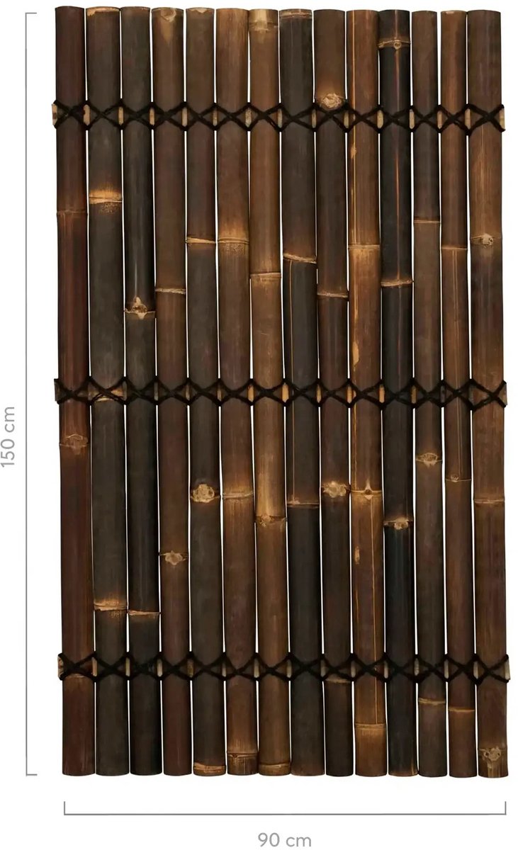 Masters of Bamboo® Bamboe Schutting Halfrond - 90 x 150 cm - Zwart - Tuinscherm / Bamboe scherm