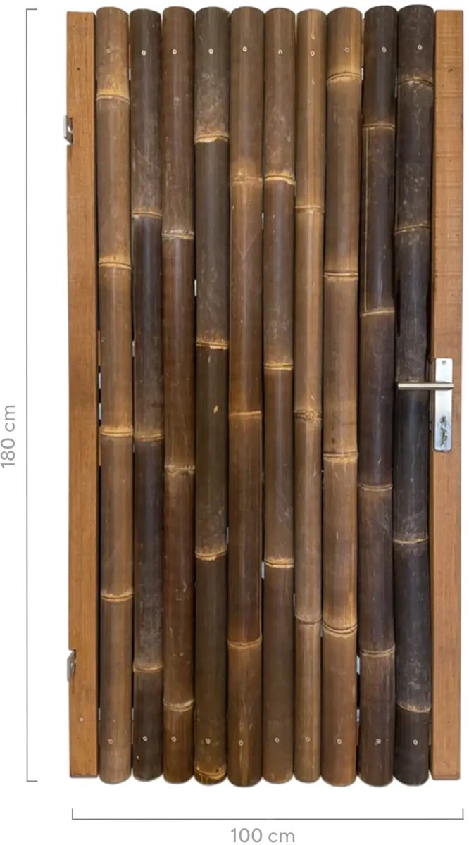 Masters of Bamboo® Bamboe Tuindeur Giant - 100 x 180 cm - Zwart - Linksdraaiend - Tuinpoor