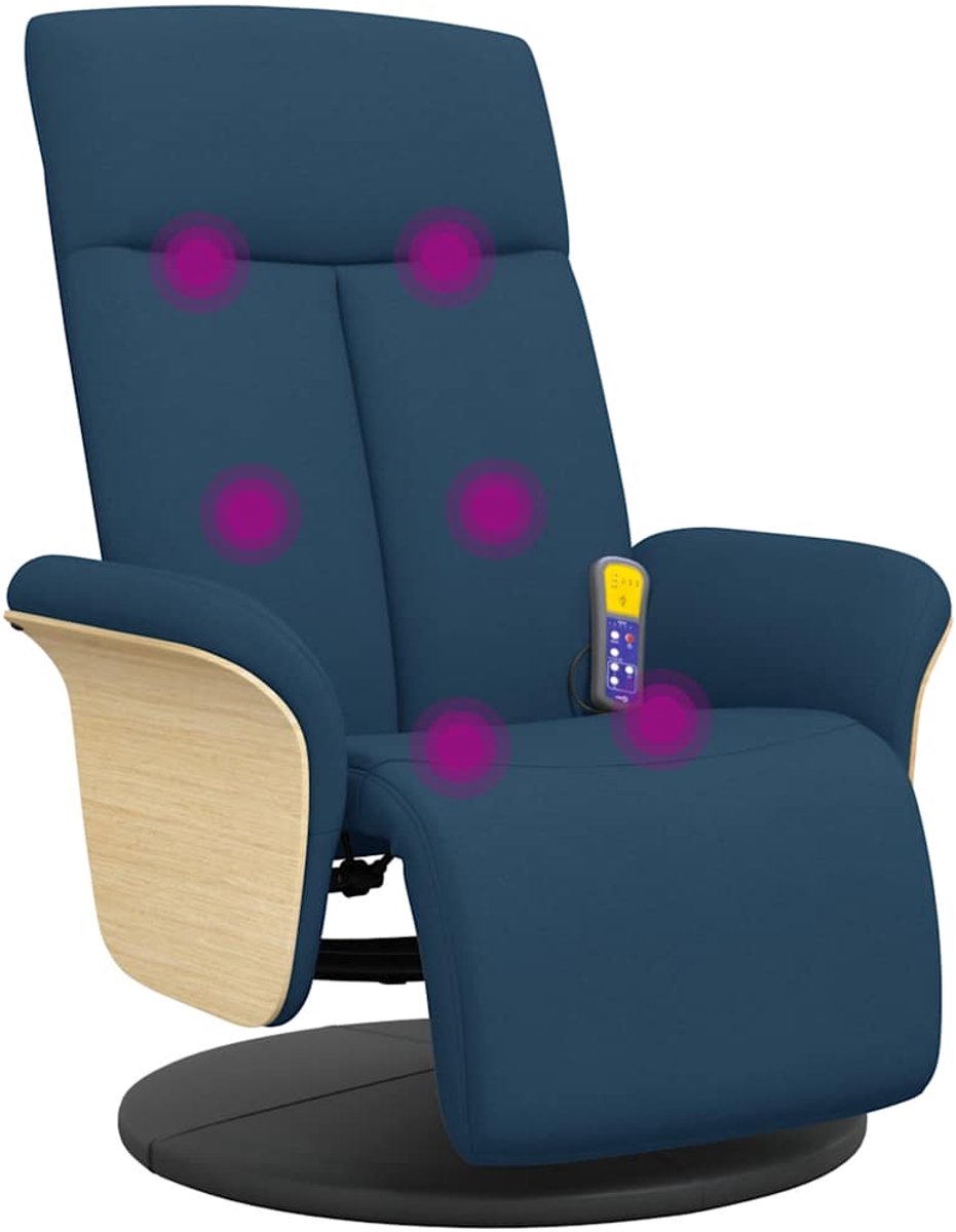 vidaXL Massagestoel - verstelbaar - met - voetensteun - stof - blauw