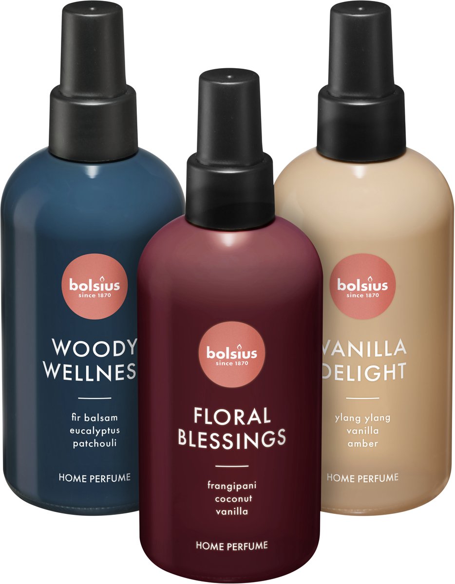 Bolsius - Huisparfum - Floral Blessings - Vanilla Delight - Woody Wellness - 3 stuks - 225ml