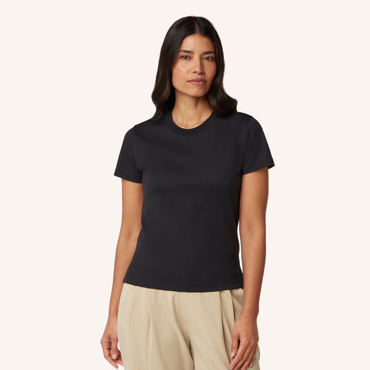 Geurwerend, Kleurvast & Vormvast – Stretch BCI-Katoen – LABFRESH vrouwen T-shirt Slim Fit zwart