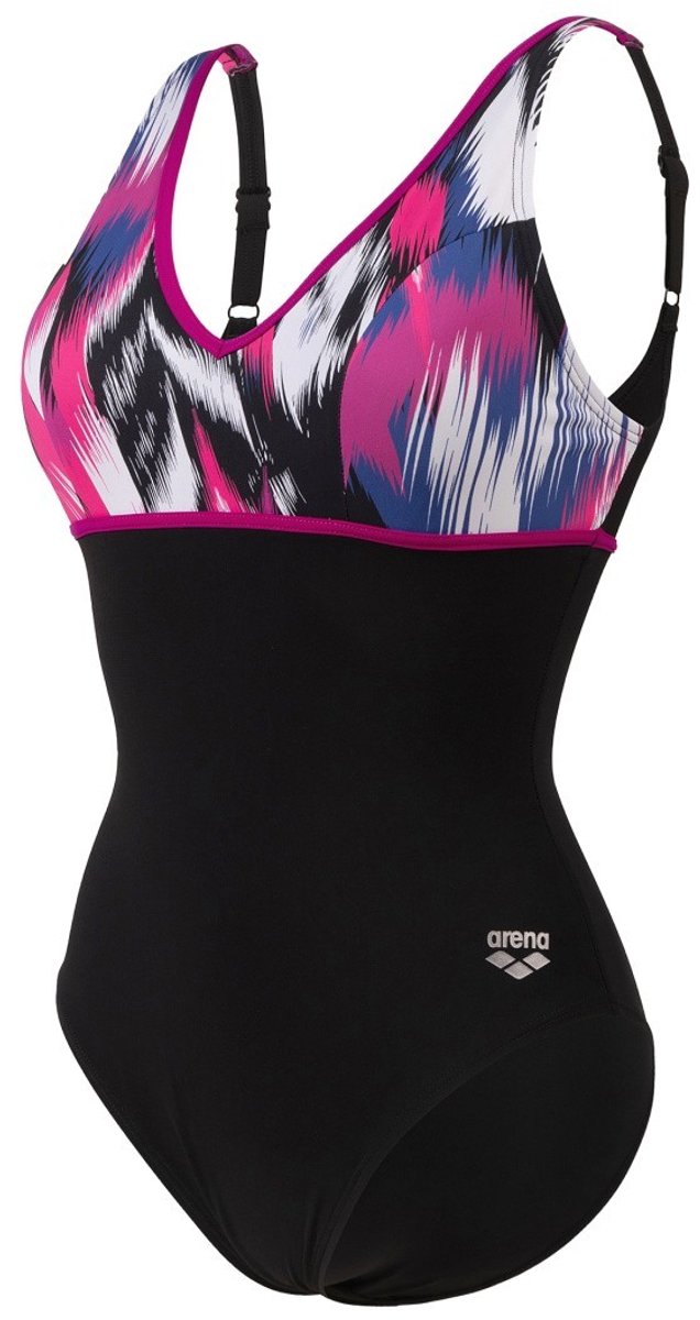 Arena W Bodylift Swimsuit Jennifer Wing Back C black-violet (Maat - 40) Zwart
