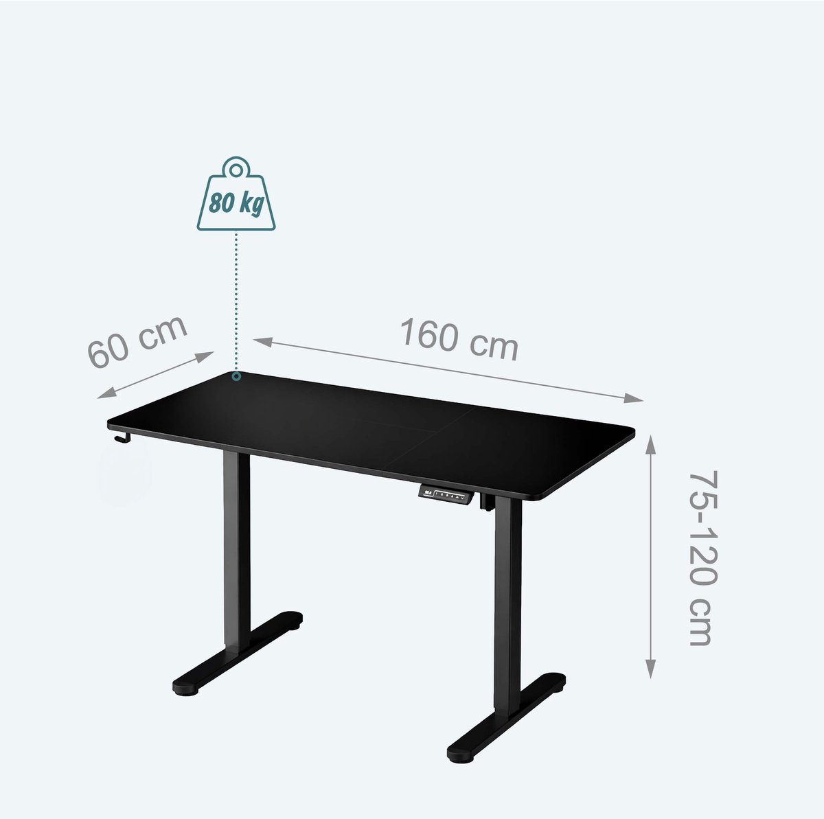 Zit Zit sta bureau 160x60cm hoogte verstelbaar zwart thumbnail 3