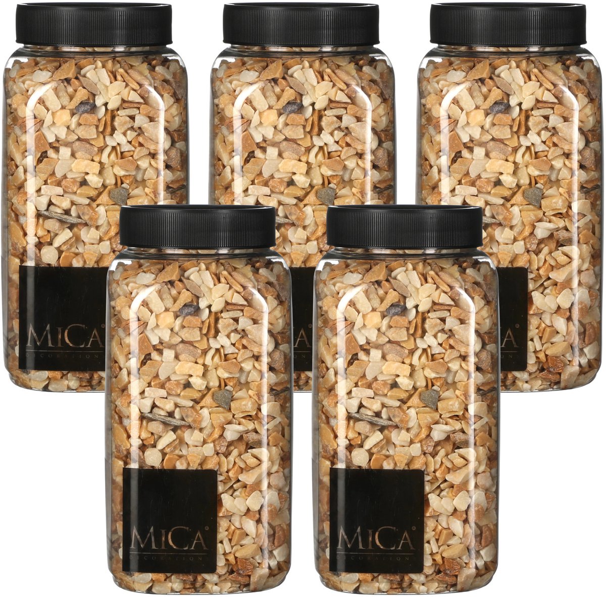 Mica Decorations decoratie steentjes - 5x - lichtbruin - 650ml - hobby steentjes - sier stenen