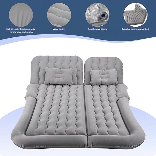 Opblaasbaar luchtmatras 2-3 personen campingbed comfortabel draagbaar tot 300 kg stevig — afbeelding 2