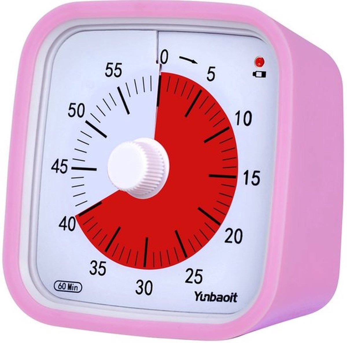 Visuele timer met beschermhoes - Stille 60 minuten afteltimer voor kinderen en volwassenen - Timers voor kinder bureau, kantoor en vergaderingen - Roze