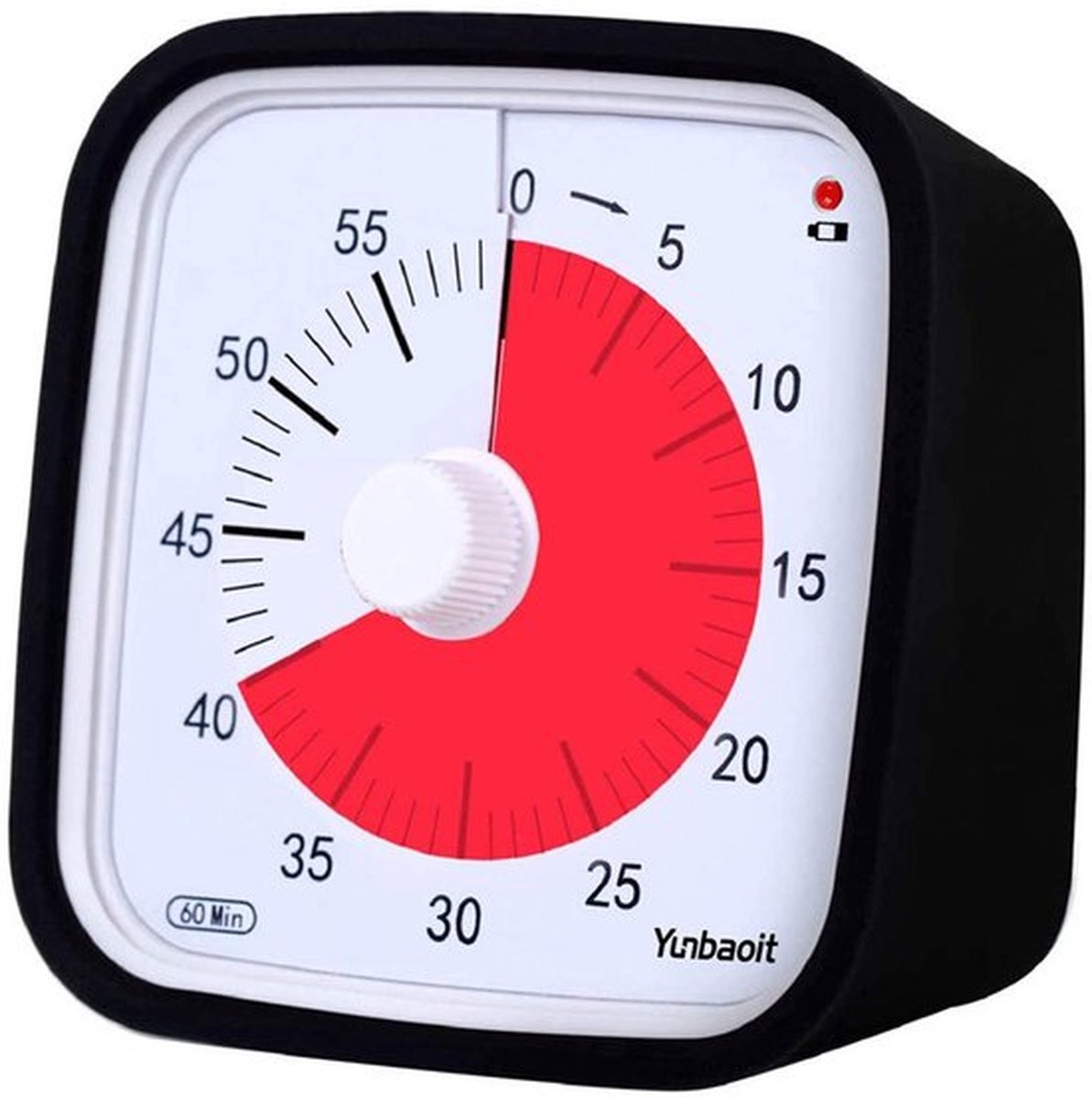 Visuele timer met beschermhoes - Stille 60 minuten afteltimer voor kinderen en volwassenen - Timers voor kinder bureau, kantoor en vergaderingen - Zwart