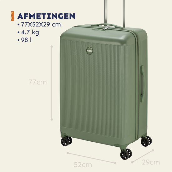 Princess Traveller Oceans – Grote Reiskoffer – Pure Sage – TSA-Slot – 98L koffer – 77x52x29 cm – GRS gecertificeerd
