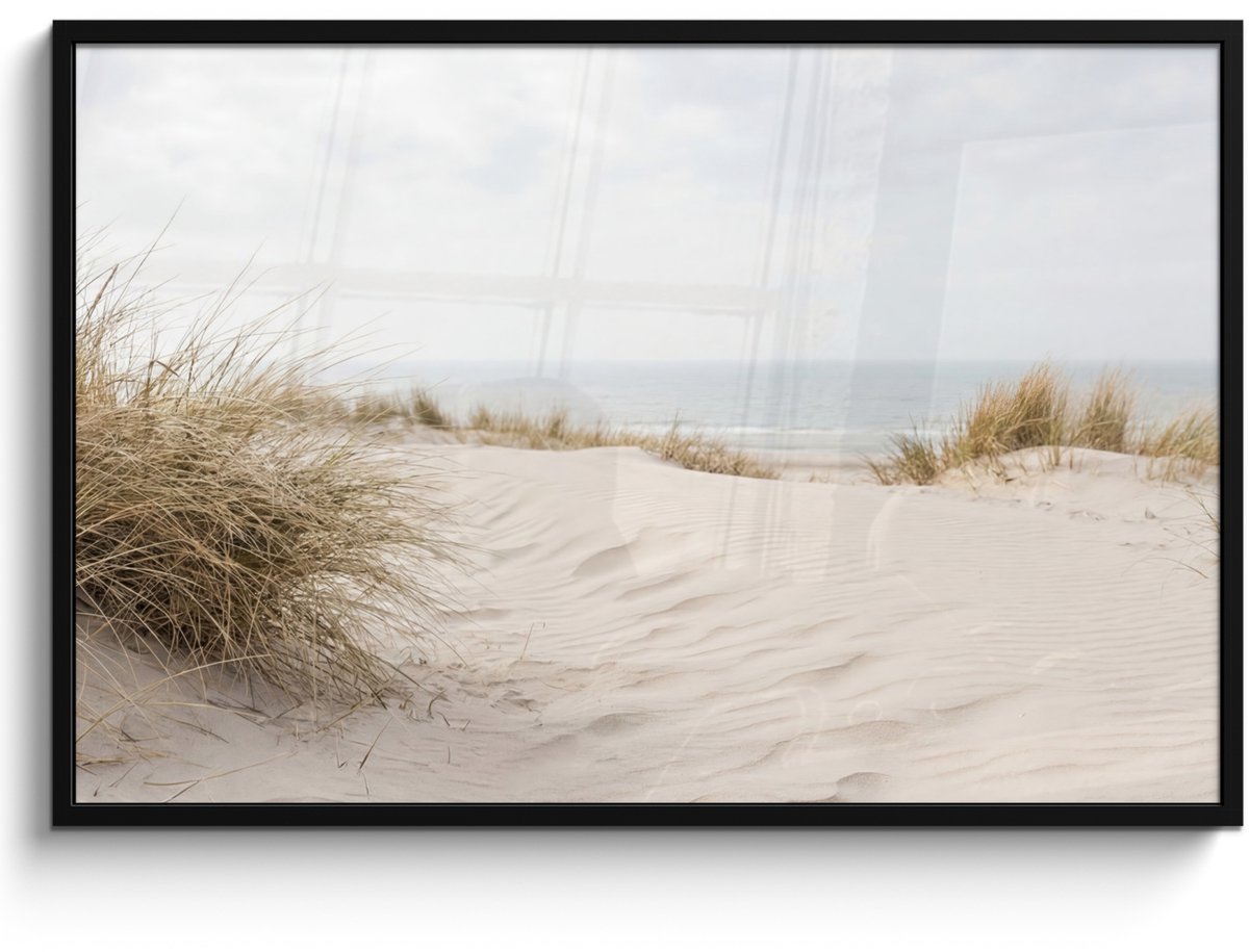 FrameYourWall Poster in lijst - Fotolijst 120x80 cm - Posters - Wolken - Duinlandschap - Zand - Posterlijst zwart - Decoratie - Wanddecoratie woonkamer - Muurdecoratie slaapkamer