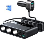 Autolader met Sigarettenaansteker met USB C en USB A - Snellader - 210W - 1 Meter kabel - Zwart - Joyroom