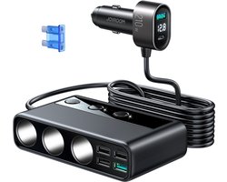 Joyroom 210W Autolader met Sigarettenaansteker met USB C en USB A - Zwart