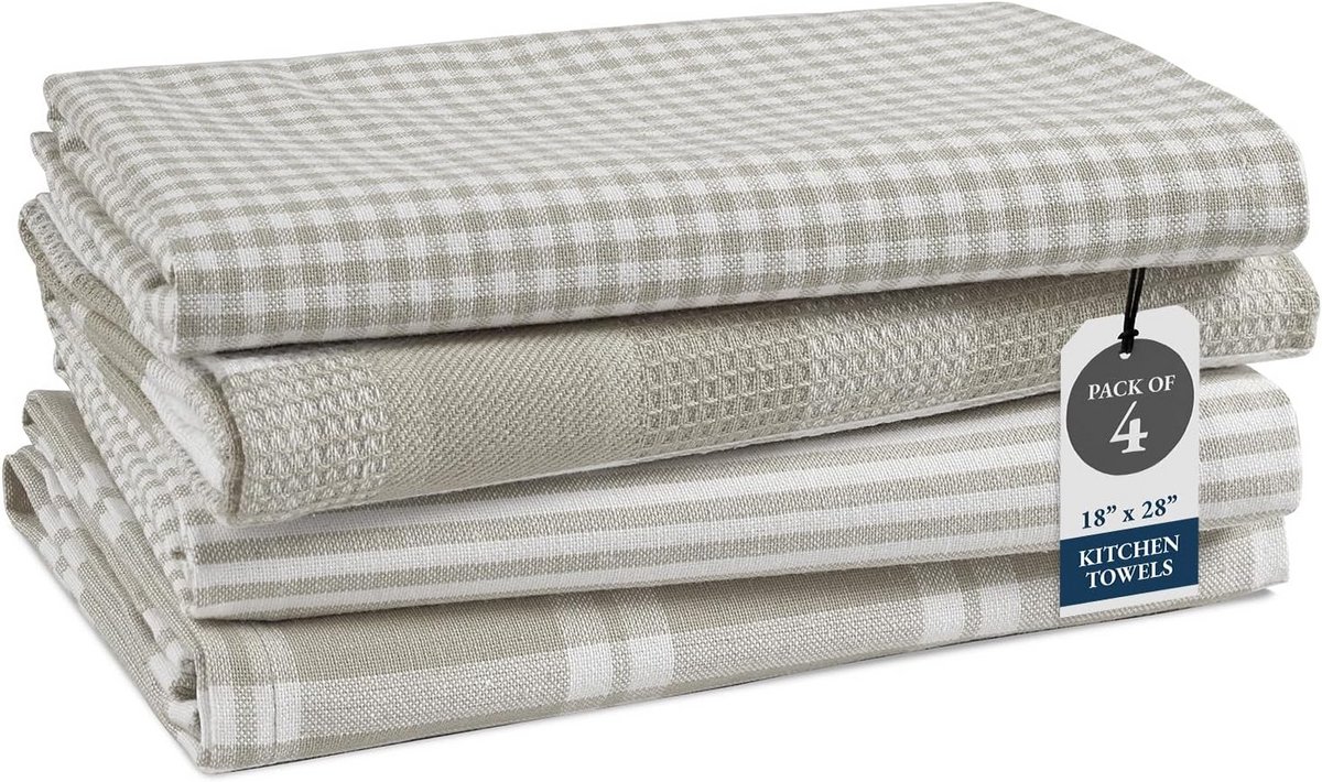Set van 4 Keukendoeken Katoen - Super Absorberende en Sneldrogende Afdroogdoeken
