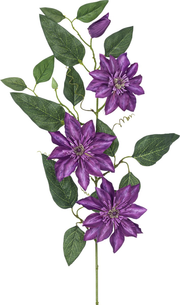 Kunstbloem Clematis groot 81 cm paars