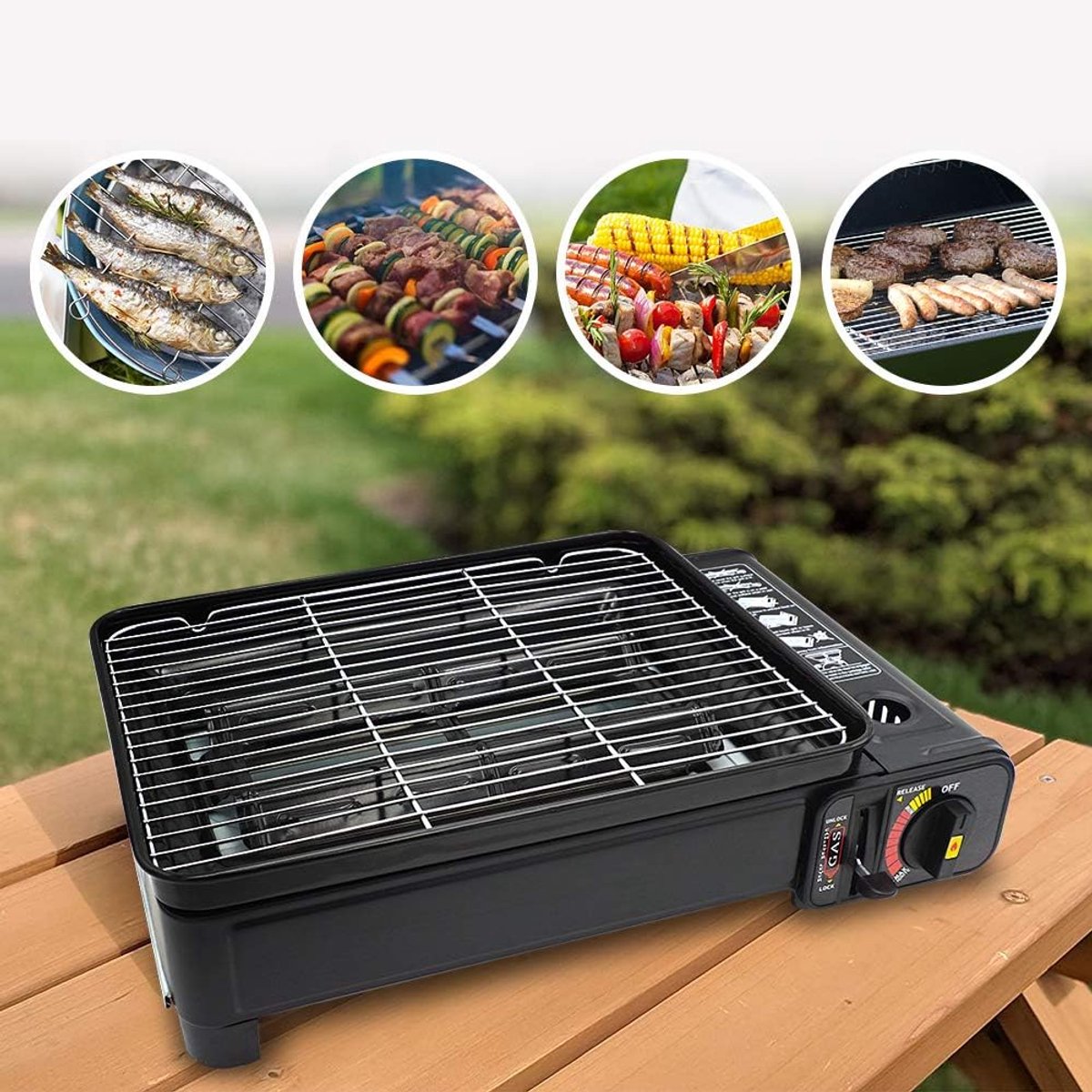 IBBO® - Party Grill - Camping gasbarbecue - Draagbare gasbarbecue -Camping kooktoestel - Dual fuel camping stov - Butaan gasstel - Outdoor kooktoestel