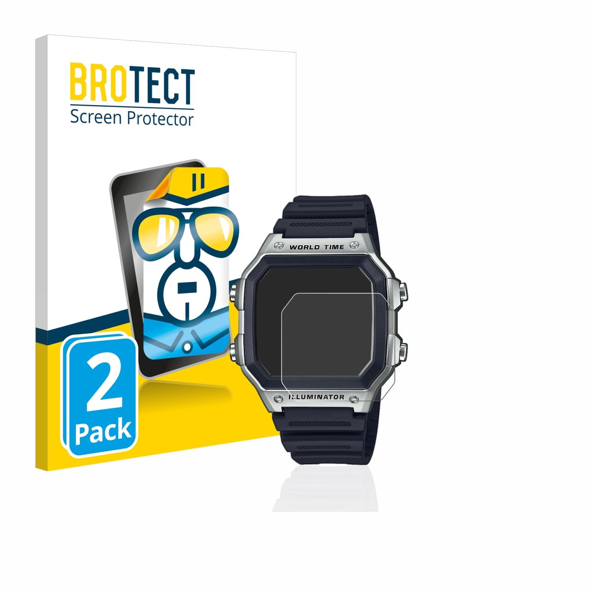 BROTECT - Screenprotector voor Casio AE-1200WH - Folie Beschermfolie transparant 2 Stuks