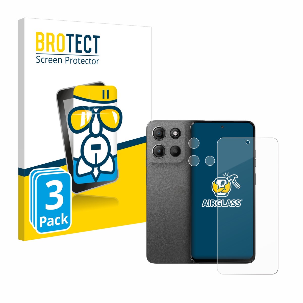 Screenprotector 3 Stuks voor Motorola Moto G15 (Voor+Camera) Beschermglas transparant