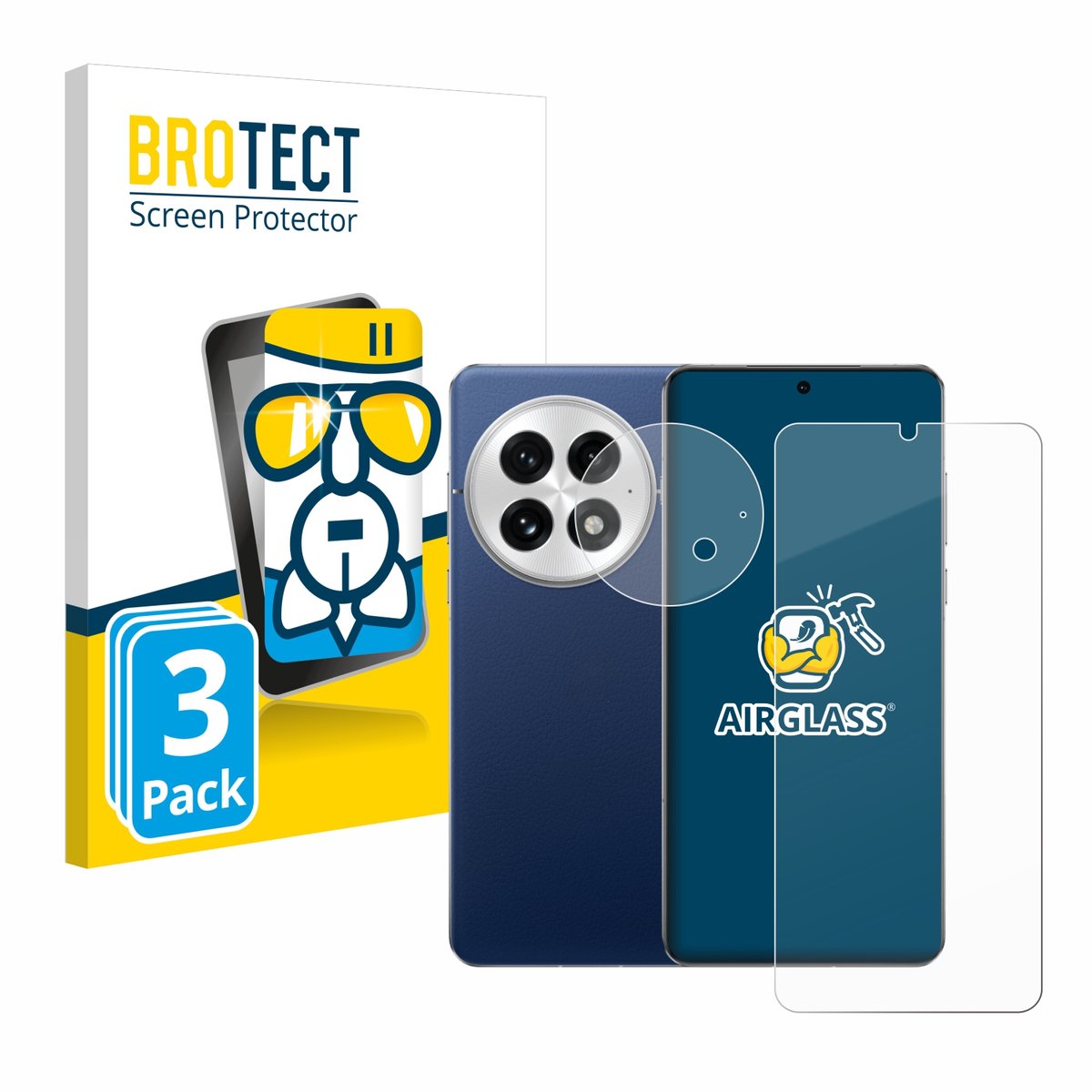 Screenprotector 3 Stuks voor OnePlus 13 (Voor+Camera) Beschermglas transparant
