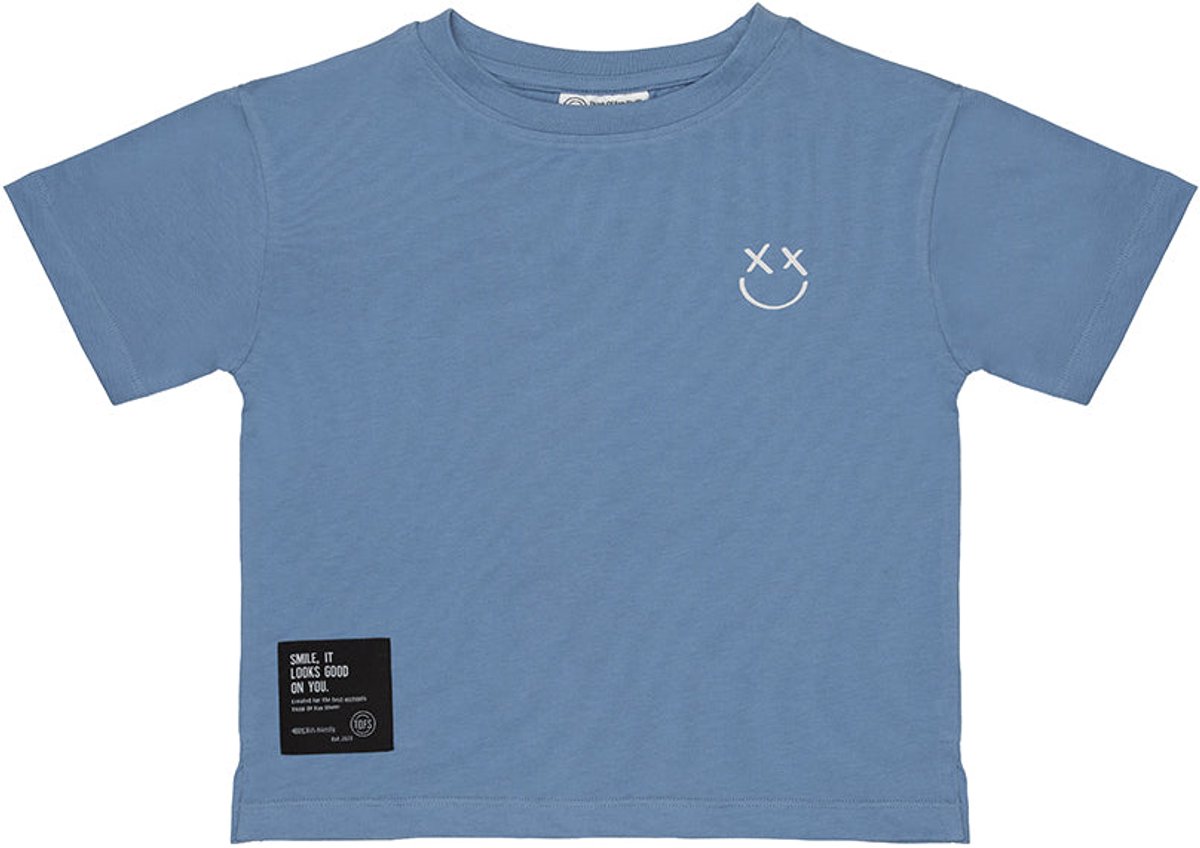T.O.F.S. Jongens T-shirt DJ print – zacht grijsblauw – maat 74/80