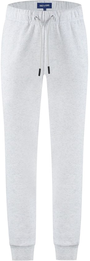 Lichtgrijze joggingbroek met trekkoord en merklabel 'ONLY & SONS'.