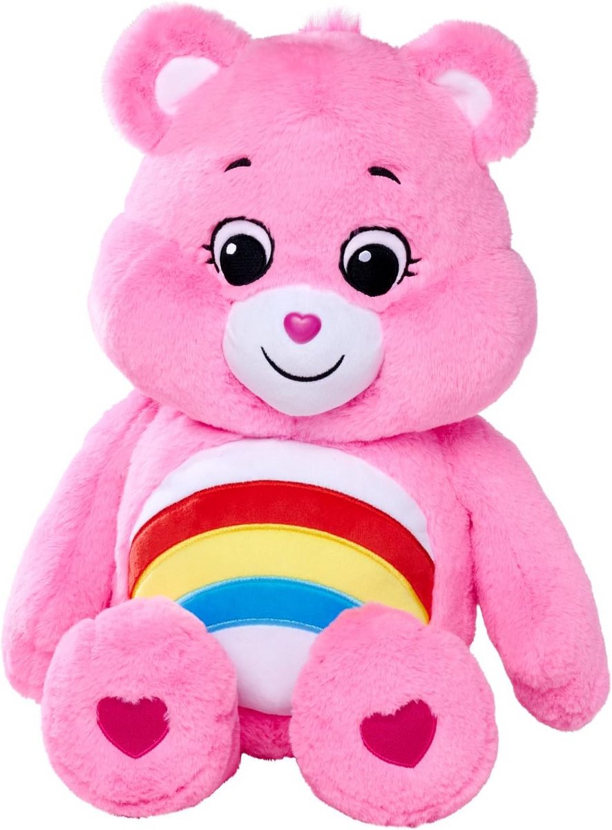 Extra Grote Knuffelbeer Roze met Regenboog Buik 60 cm