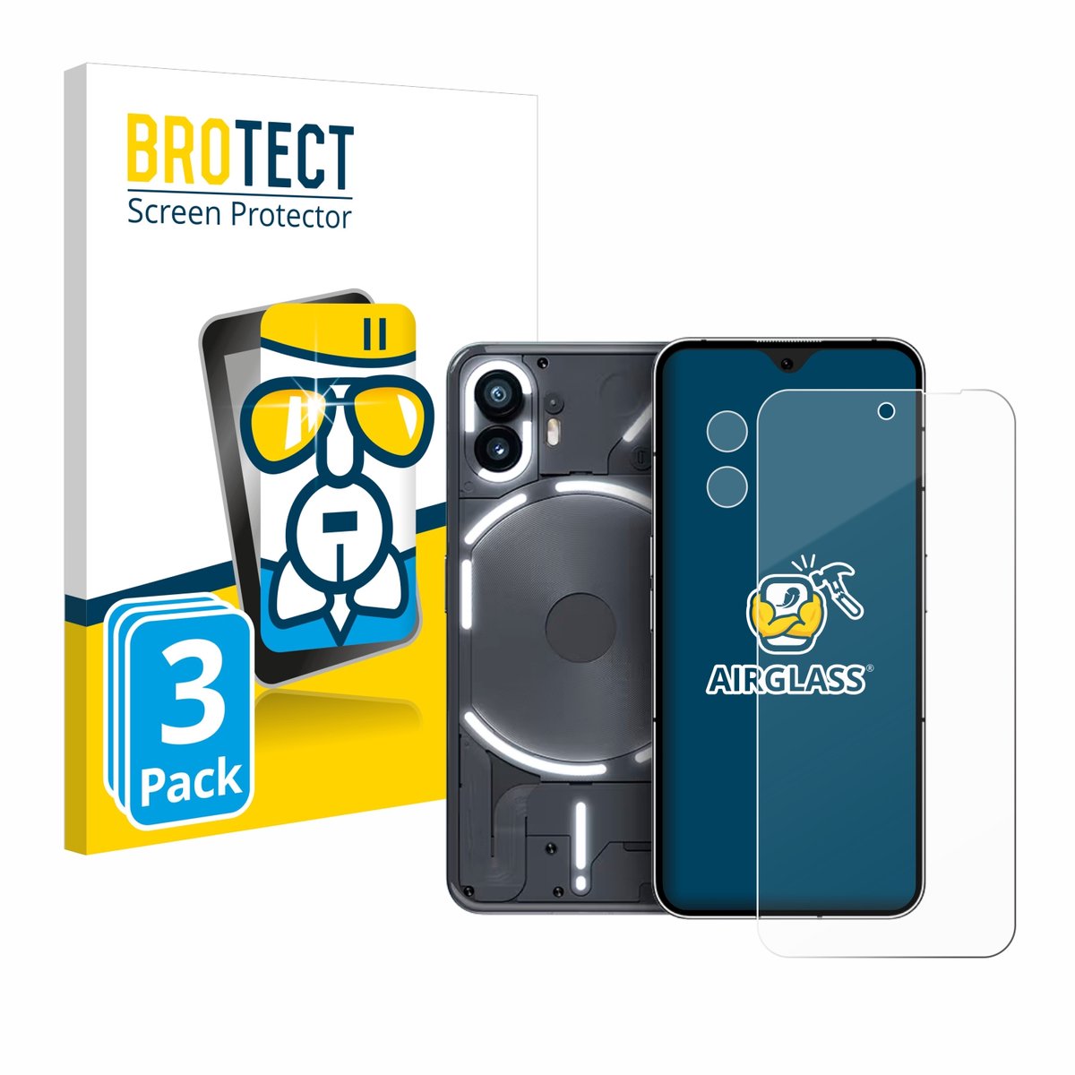 Screenprotector 3 Stuks voor Nothing Phone (2) (Voor+Camera) Beschermglas transparant