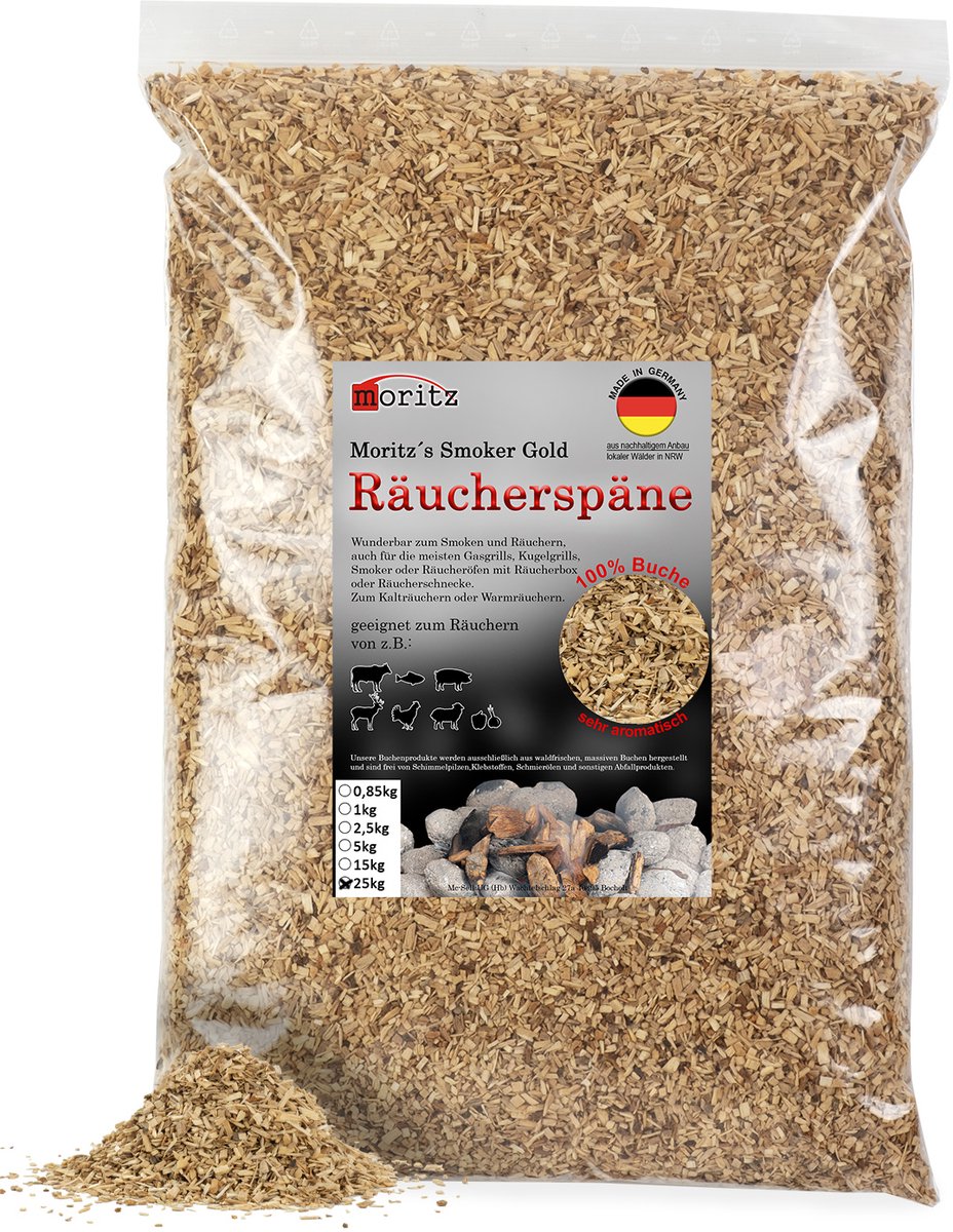 Rookspaanders beukenhout fijn 0,75 tot 2 mm 25 kg