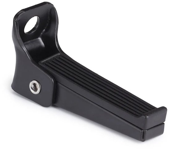 Zwarte opklapbare Bobike voetsteun met ribbels en montagegat.