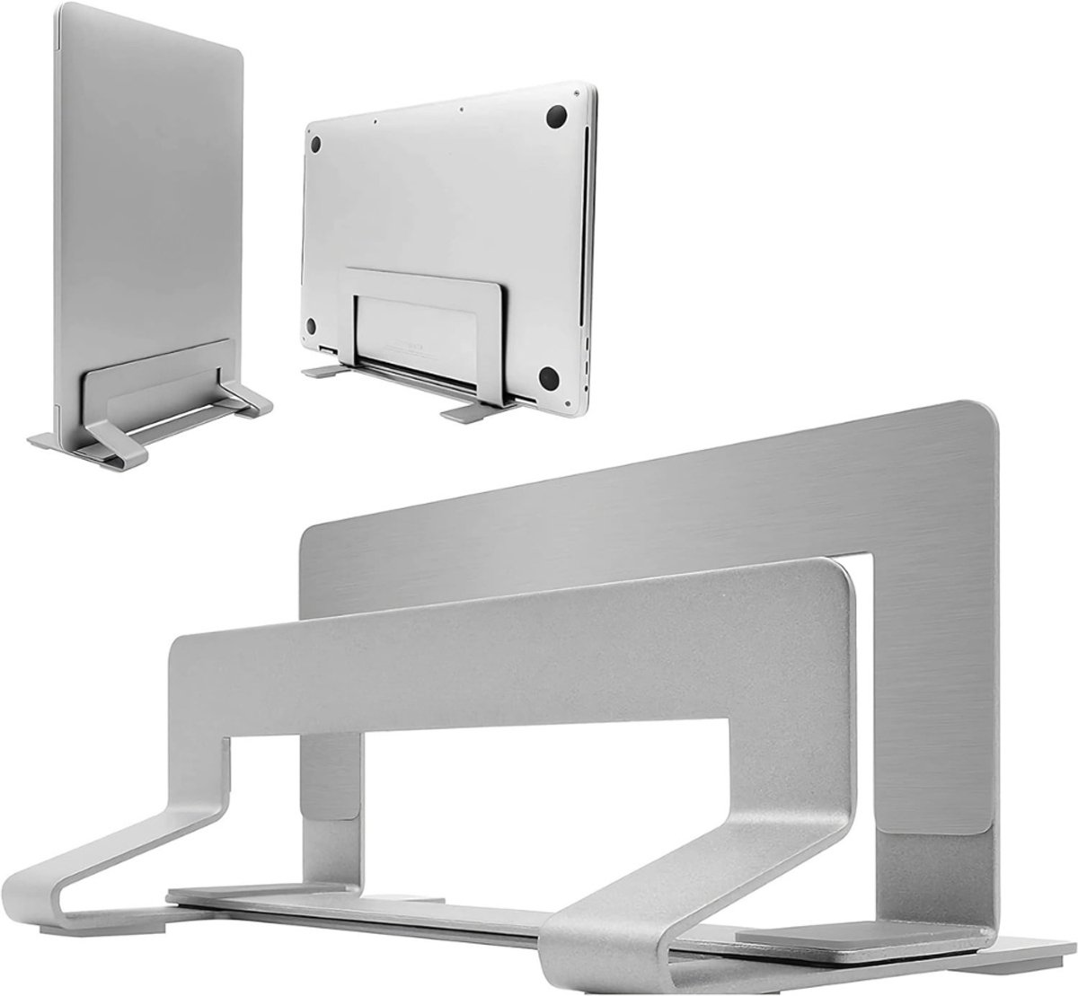 Famanu - Verstelbare laptophouder voor universele compatibiliteit - Ruimtebesparend & Verbetert de luchtstroom van het - Gebruik als laptop Stand of Laptop Dock - Gewogen stalen frame