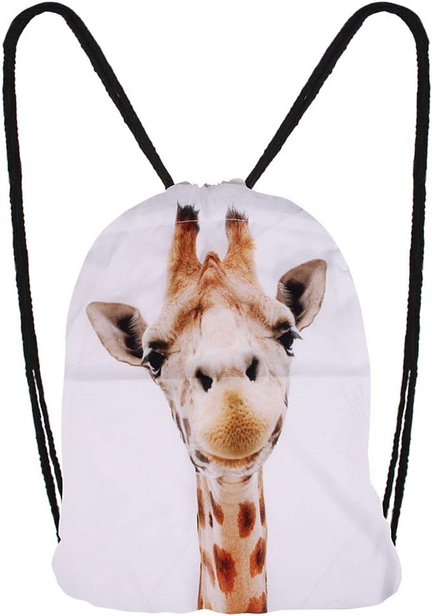 Jute Tas met Giraffenprint - Sporttas, Gymtas en Boodschappentas
