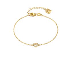 Twice As Nice Armband in zilver, hartje met zirkonia Goudkleurig 16cm+3cm