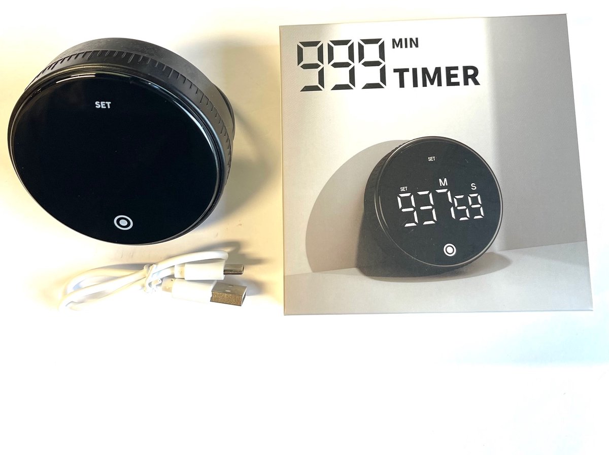 Digitale Kookwekker Zwart met Houder - Smart Timer - LED Display - Magnetisch met Handige Draaiknop - Kookwekker Magneet - BBQ wekker – USB C – Oplaadbaar — cadeau in Kookcadeaus - foto 2