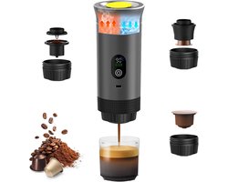 Draagbare Espressomachine voor Capsules en Gemalen Koffie met Digitaal Display