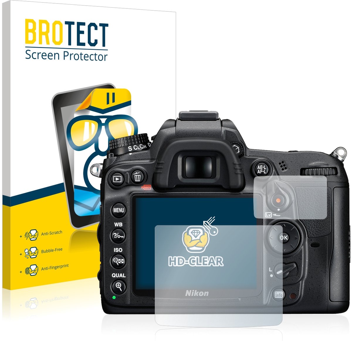 BROTECT - Screenprotector voor Nikon D7000 - Folie Beschermfolie transparant 2 Stuks