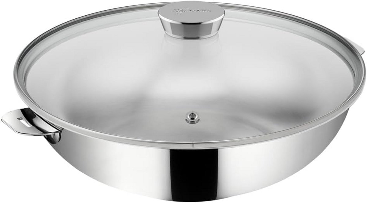 RVS Wok met Deksel 26 cm Stapelbaar en Ovenbestendig