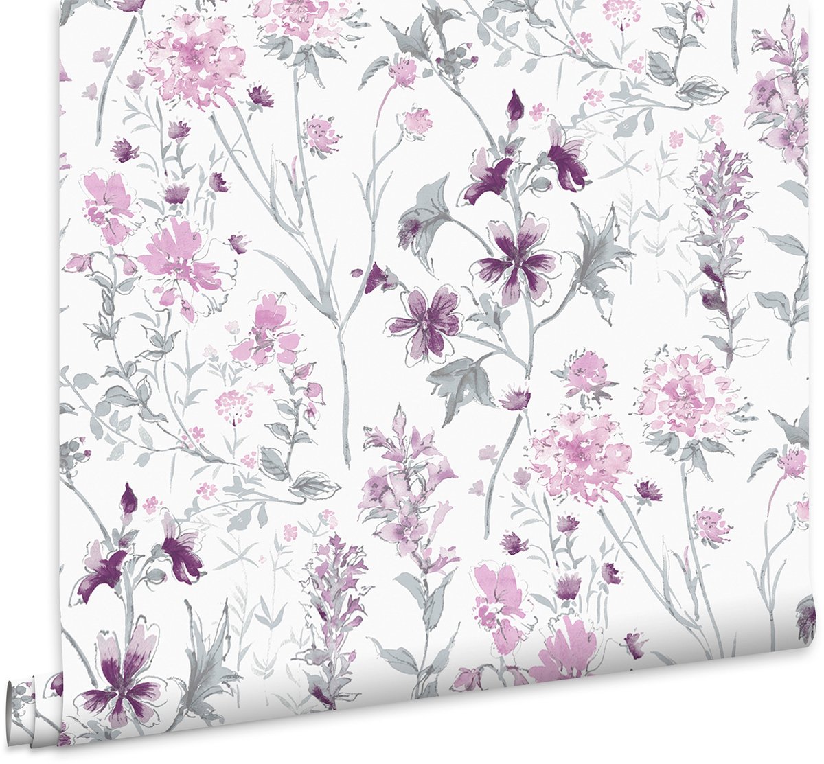 Laura Ashley Wild Meadow Behang - Bloemen - 10mx52cm - Paars