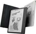 Een witte en een zwarte e-reader met schrijfomslag, met tekening van schelpen.