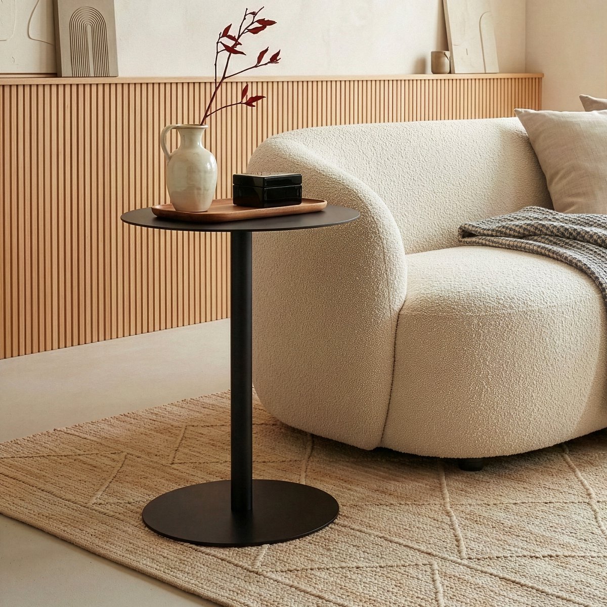Bijzettafel Nastätten rond 50x40 cm zwart [en.casa]
