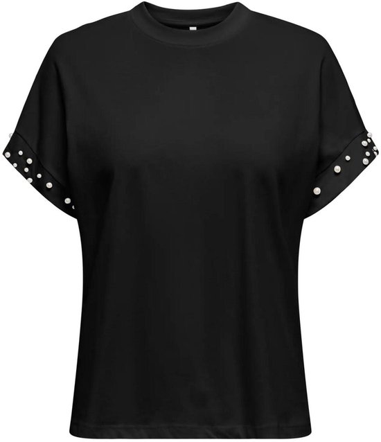 Only T-shirt Onlolivia S/s Loose O-neck Top Jrs 15346733 Black/white Pearls Dames Maat - XS