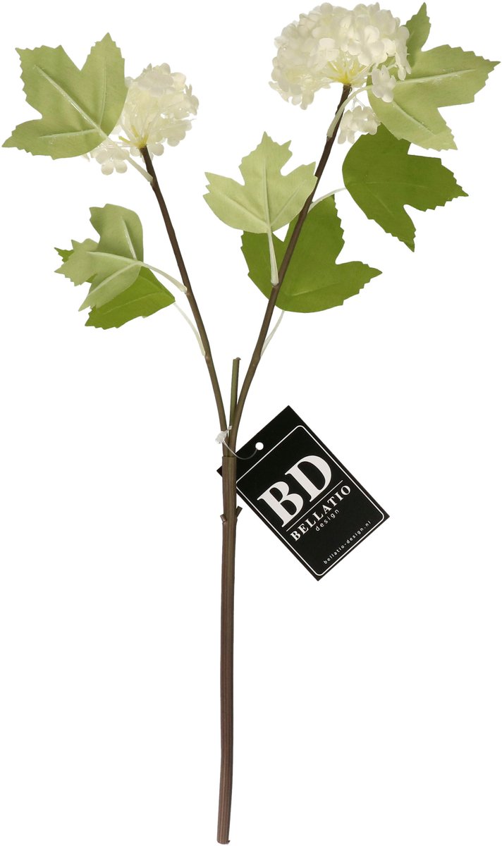 Bellatio Design Kunstbloem Viburnum / sneeuwbal - 46 cm - wit - losse steel - kunst zijdebloemen